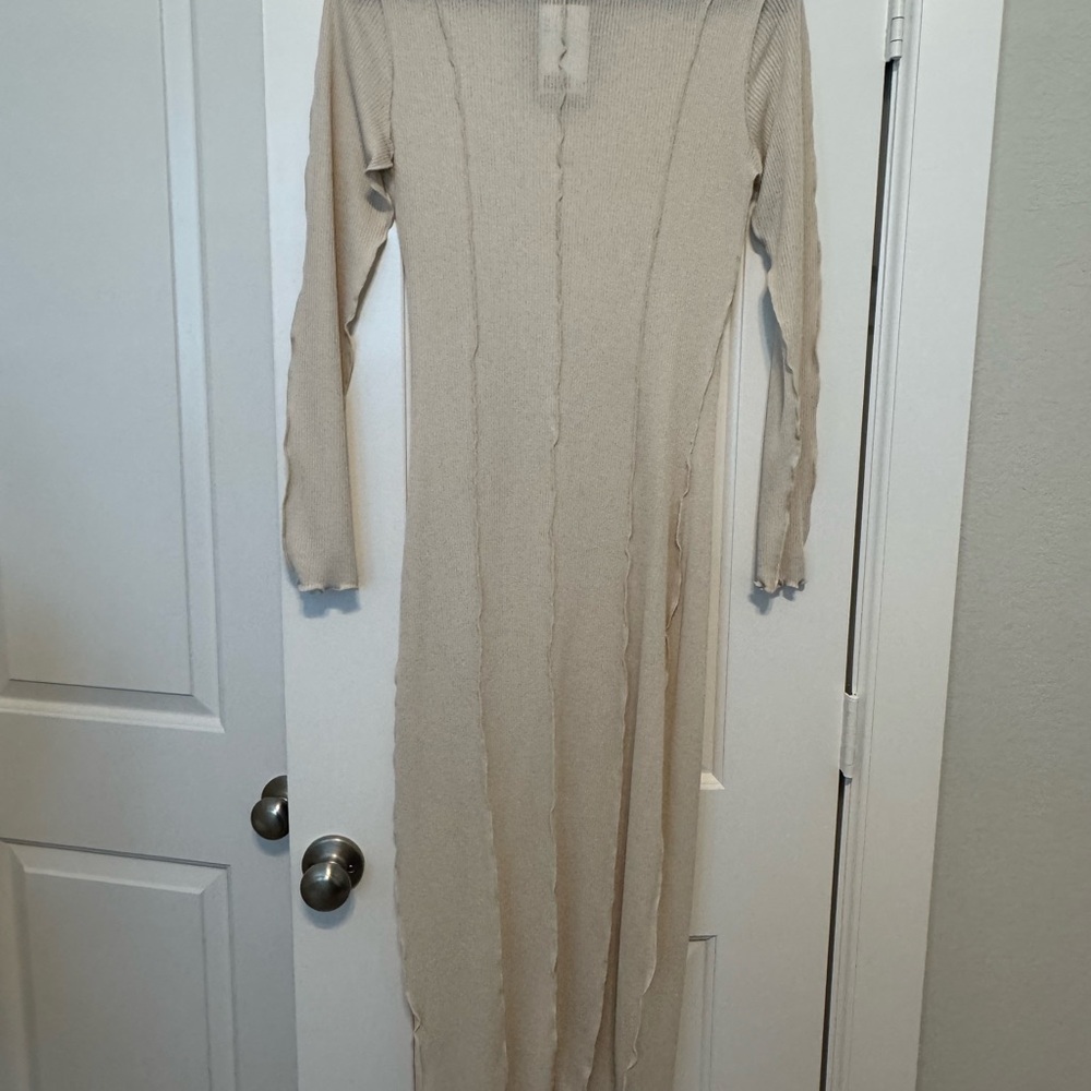 Divided Cream Long Sleeve Dress